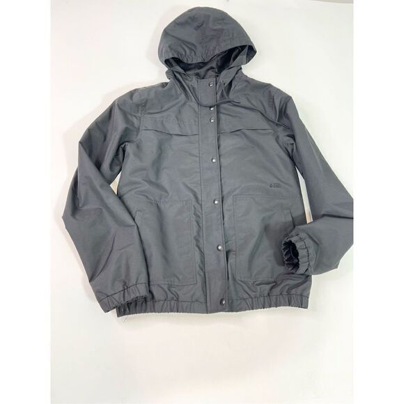 Volcom Enemy Stone Windbreaker Womens Small Black Hooded Front Zip Snap Button - Picture 1 of 13